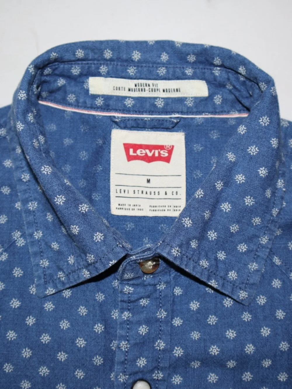 Levi's Blue Printed Denim Western Button-Down Shirt